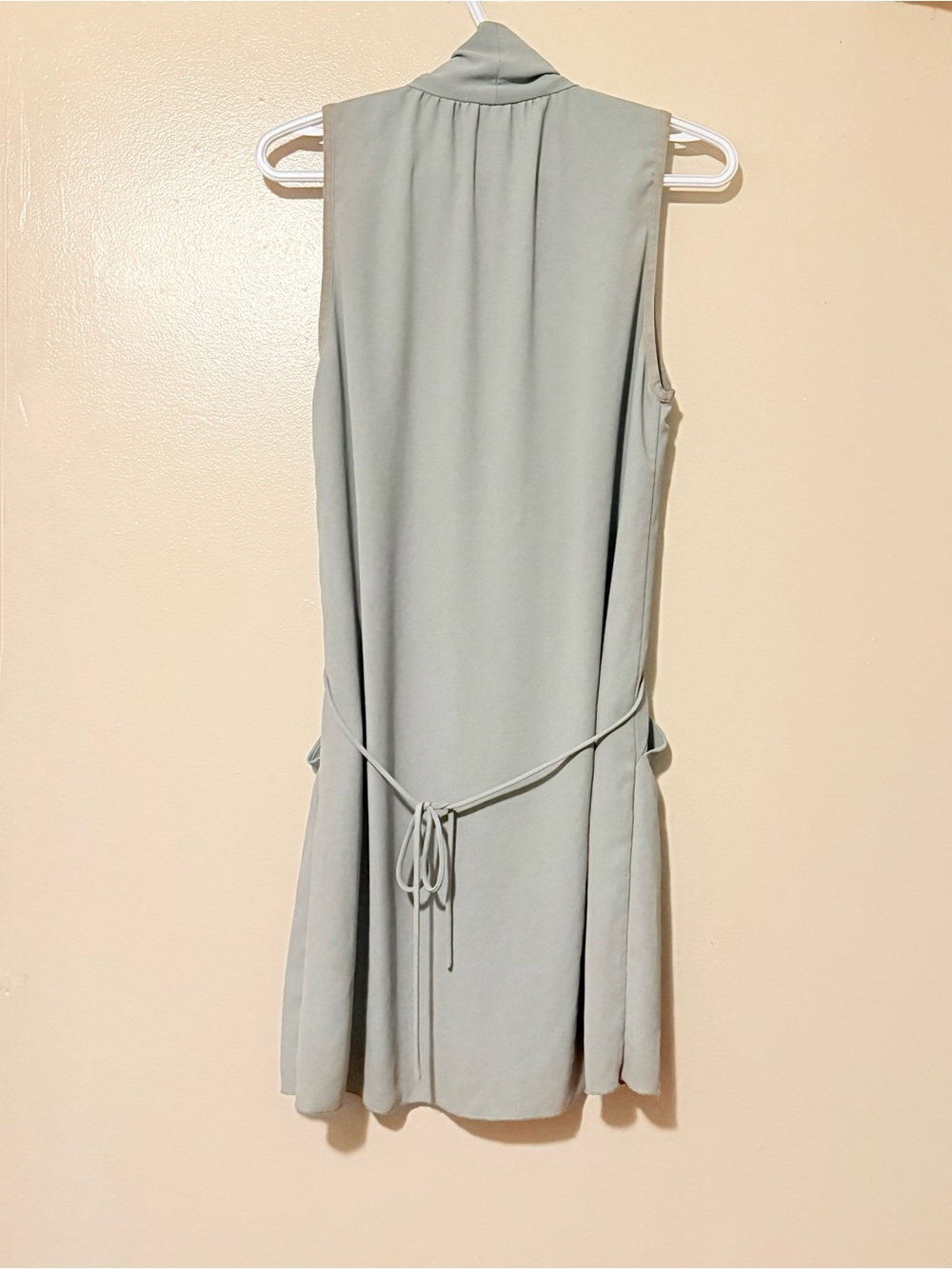 Wilfred Sleeveless Wrap-Front Dress in Light Sage Green - Picture 2 of 3